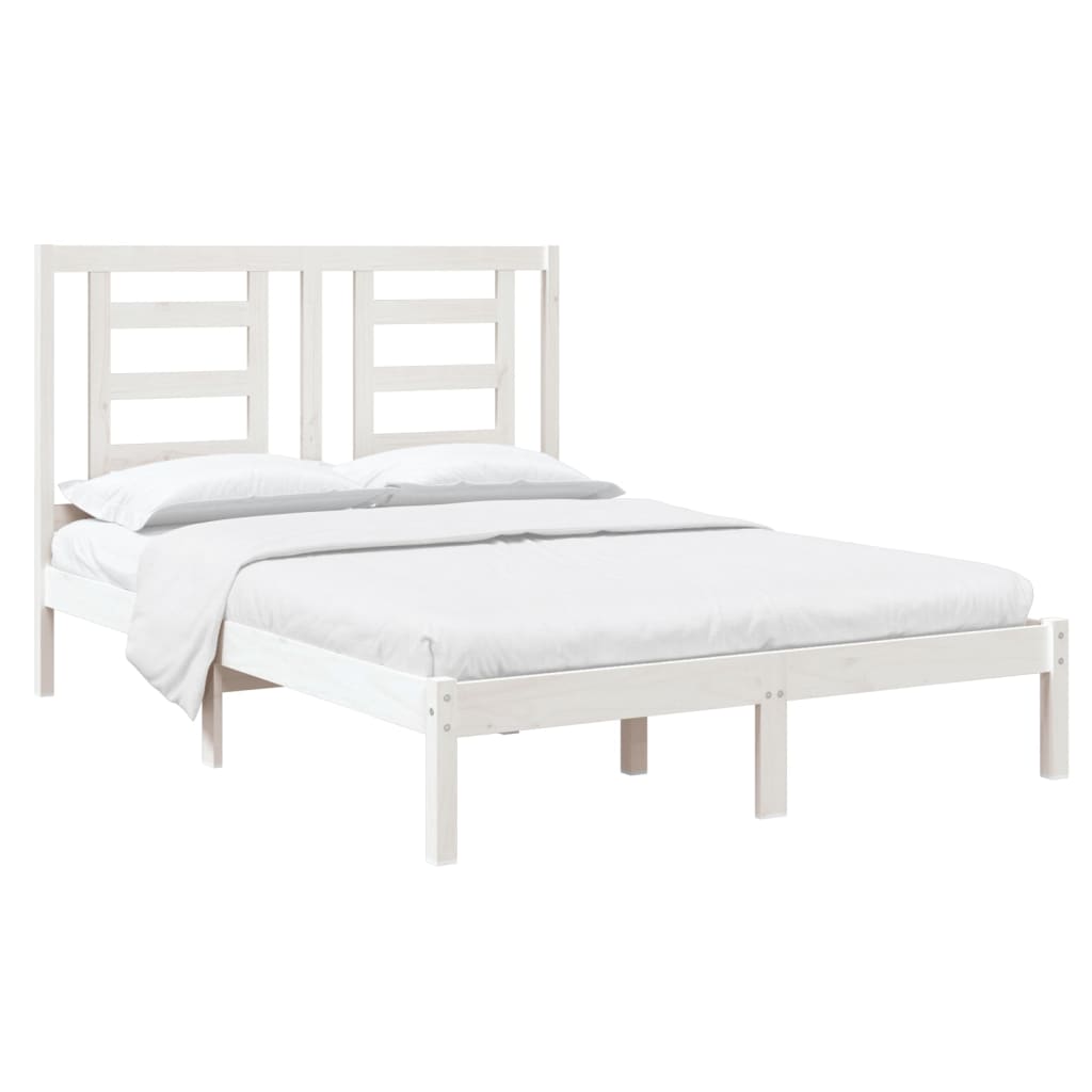Bedframe Massief Hout Wit 120X190 Cm 4Ft Small Double