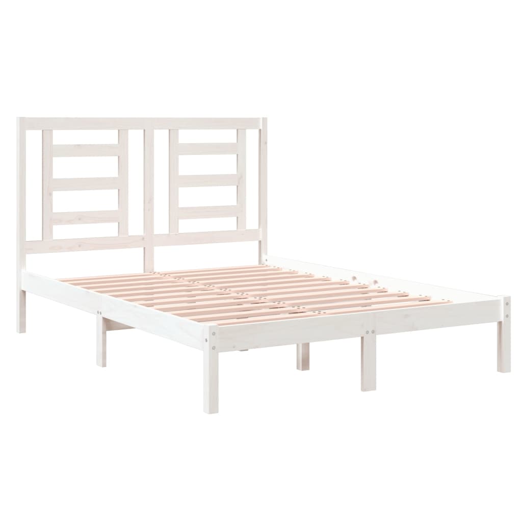 Bedframe Massief Hout Wit 120X190 Cm 4Ft Small Double