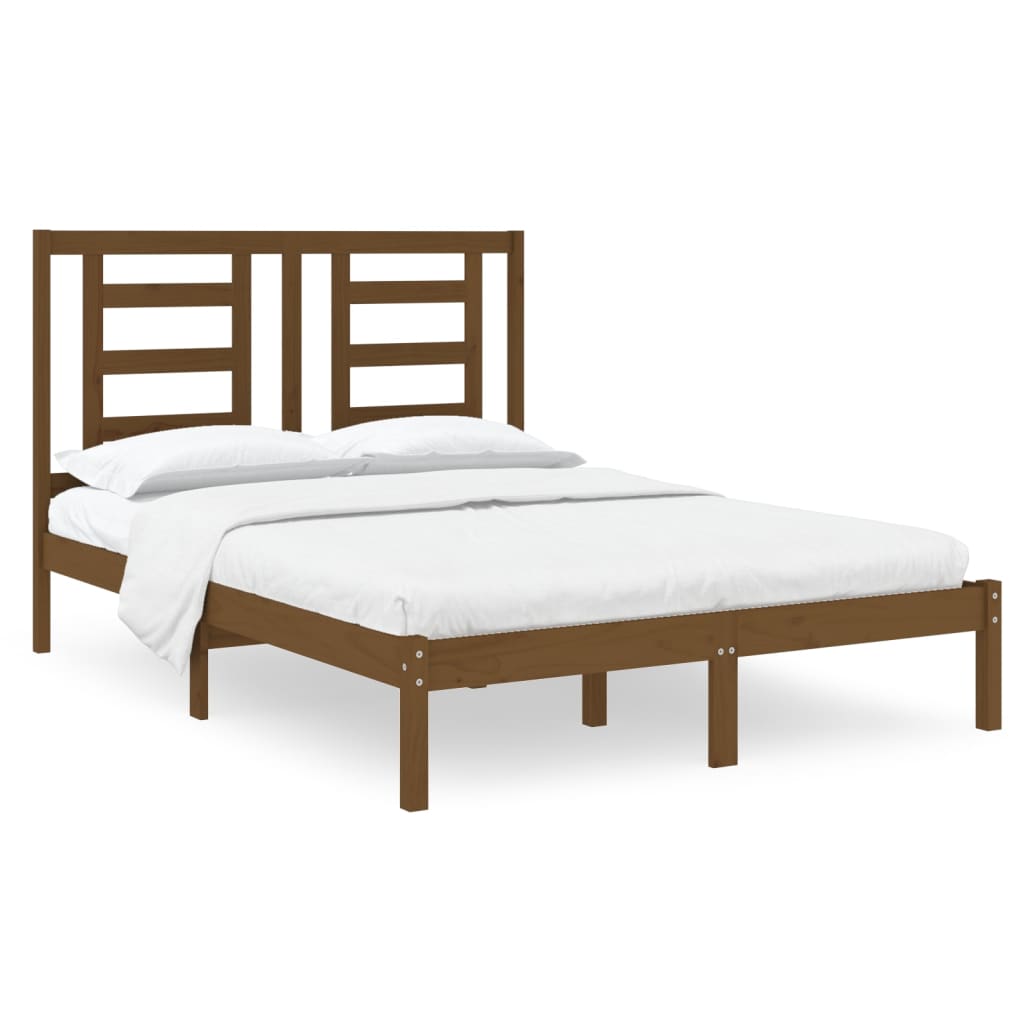 Bedframe Massief Hout Honingbruin 120X190 Cm 4Ft Small Double