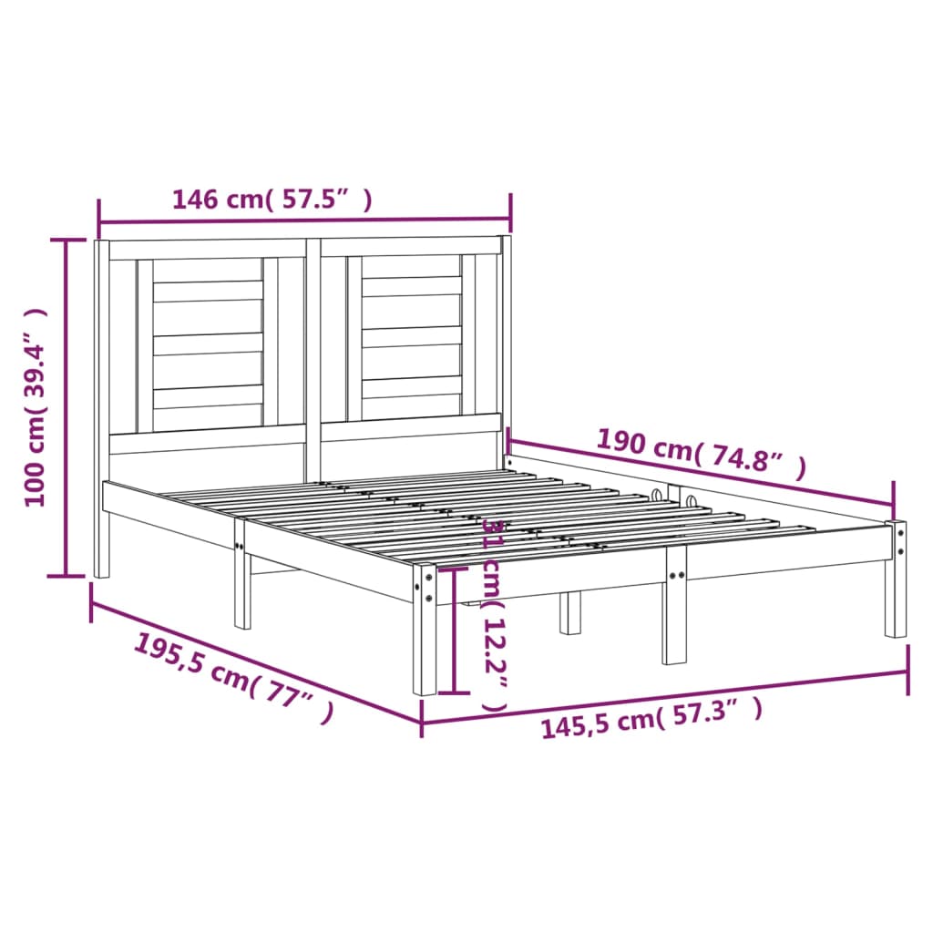 Bedframe Massief Grenenhout Honingbruin 140X190 Cm