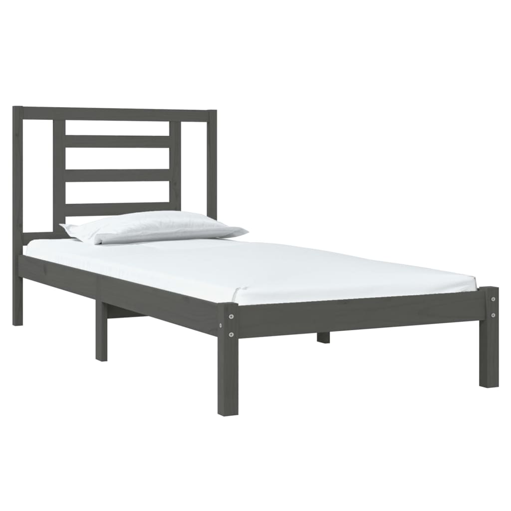 Bedframe Massief Grenenhout Grijs 90X200 Cm