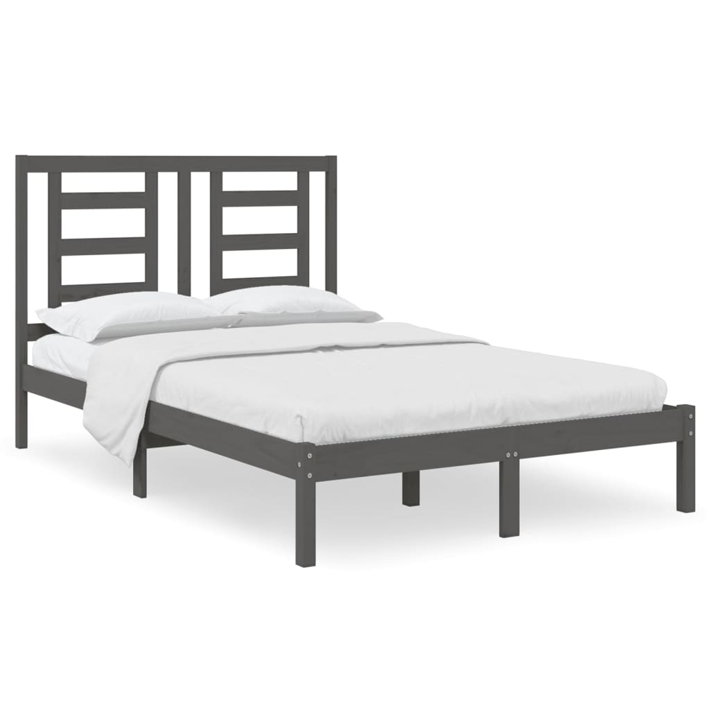 Bedframe Massief Grenenhout Grijs 120X200 Cm