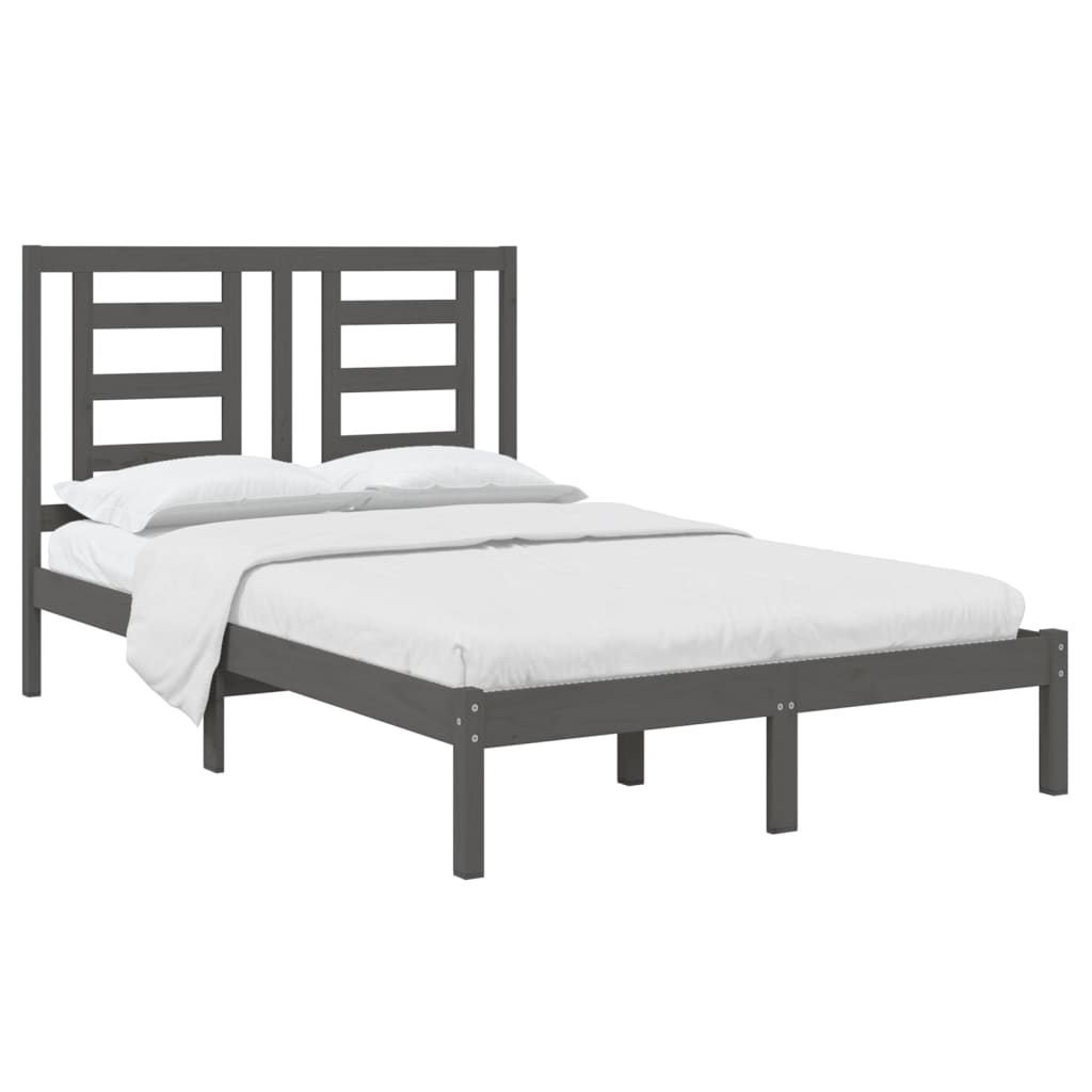 Bedframe Massief Grenenhout Grijs 120X200 Cm