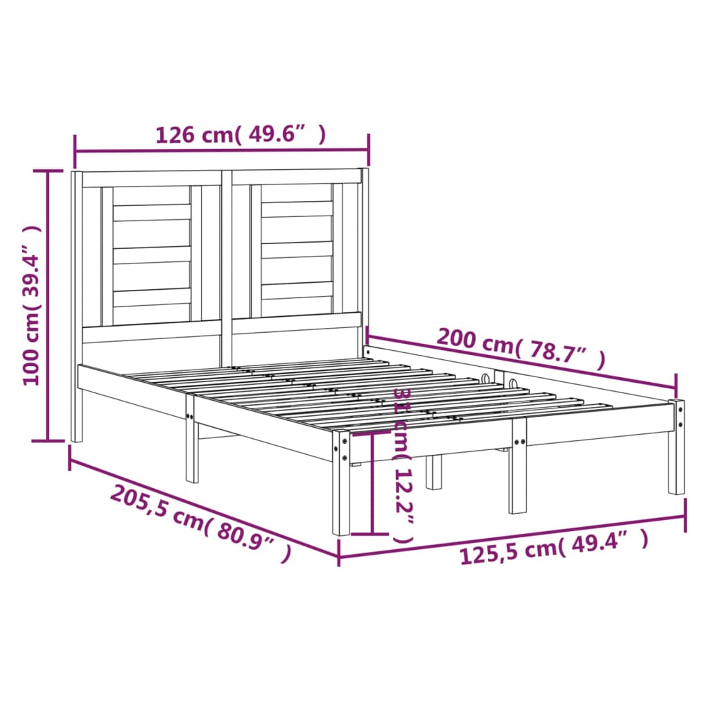 Bedframe Massief Grenenhout Honingbruin 120X200 Cm