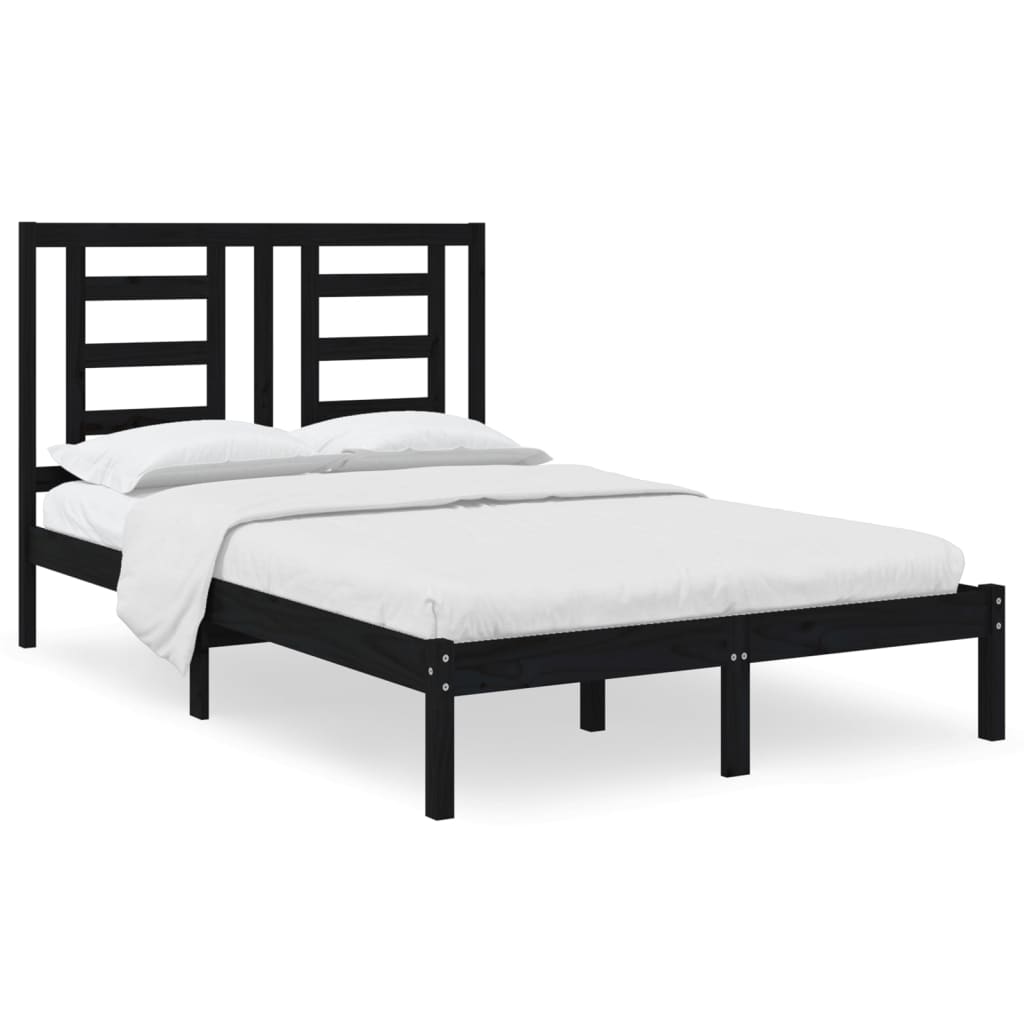 Bedframe Massief Grenenhout Zwart 120X200 Cm