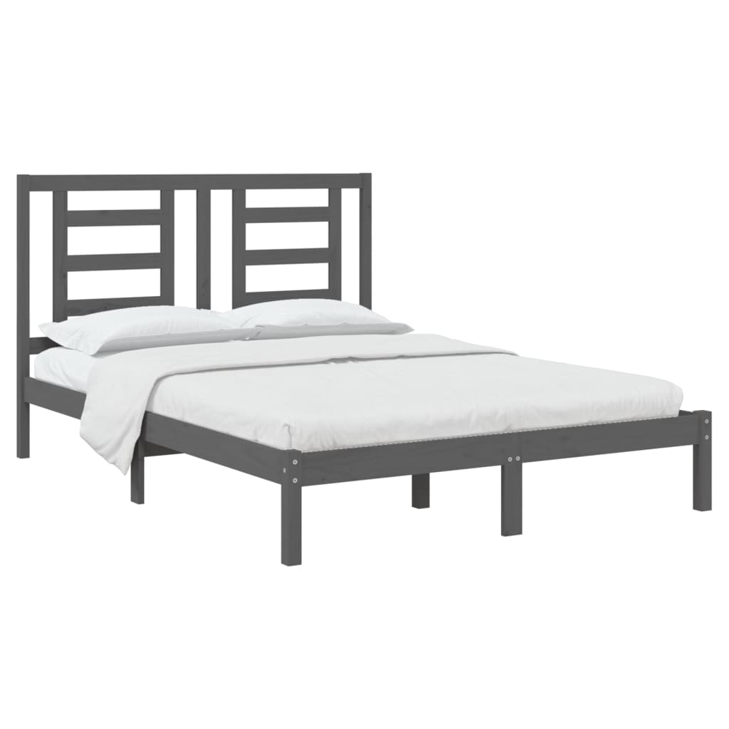 Bedframe Massief Grenenhout Grijs 140X200 Cm