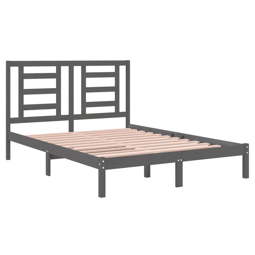 Bedframe Massief Grenenhout Grijs 140X200 Cm