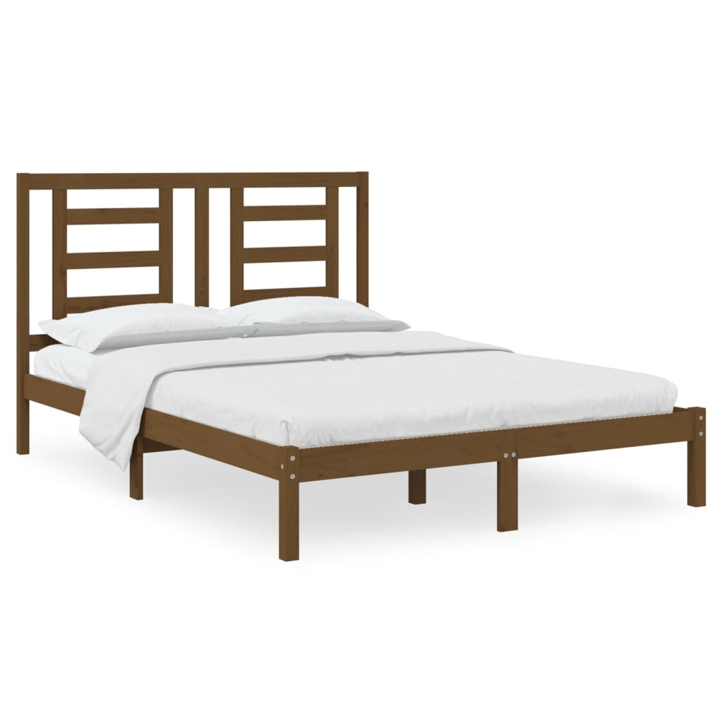 Bedframe Grenenhout Honingbruin 150X200 Cm 5Ft King Size