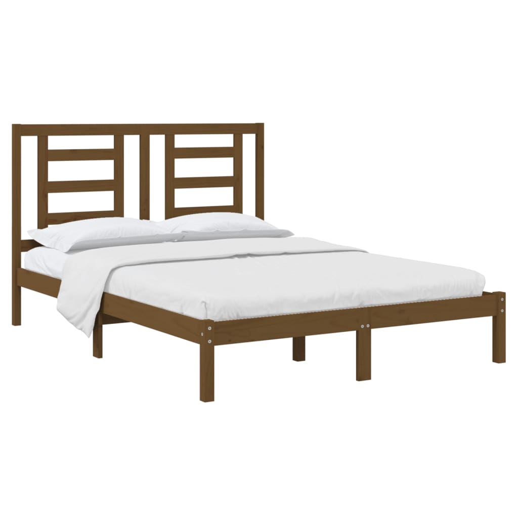 Bedframe Grenenhout Honingbruin 150X200 Cm 5Ft King Size