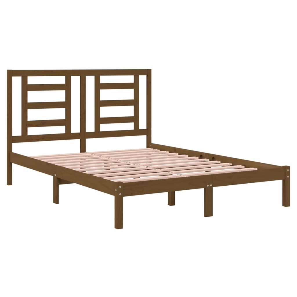 Bedframe Grenenhout Honingbruin 150X200 Cm 5Ft King Size