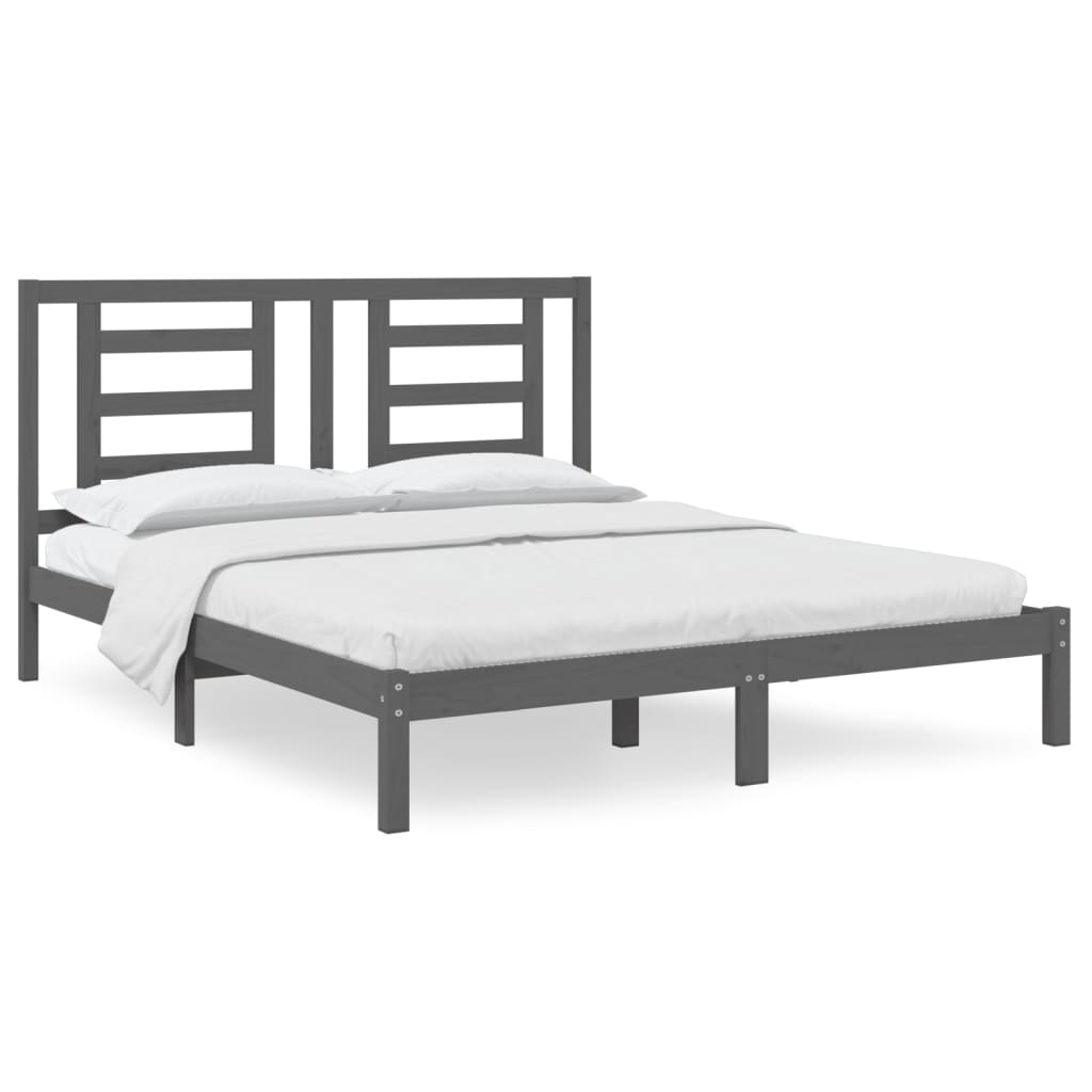 Bedframe Massief Grenenhout Grijs 160X200 Cm