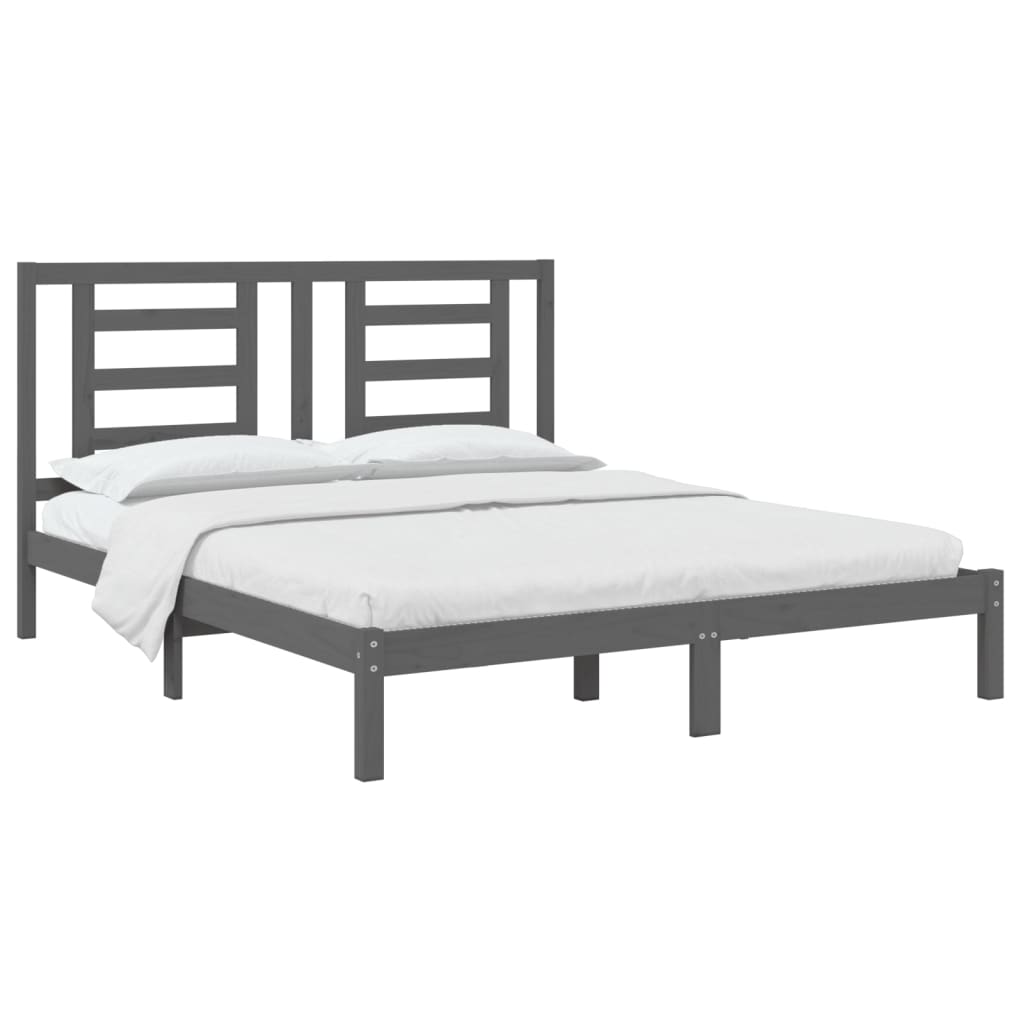 Bedframe Massief Grenenhout Grijs 160X200 Cm