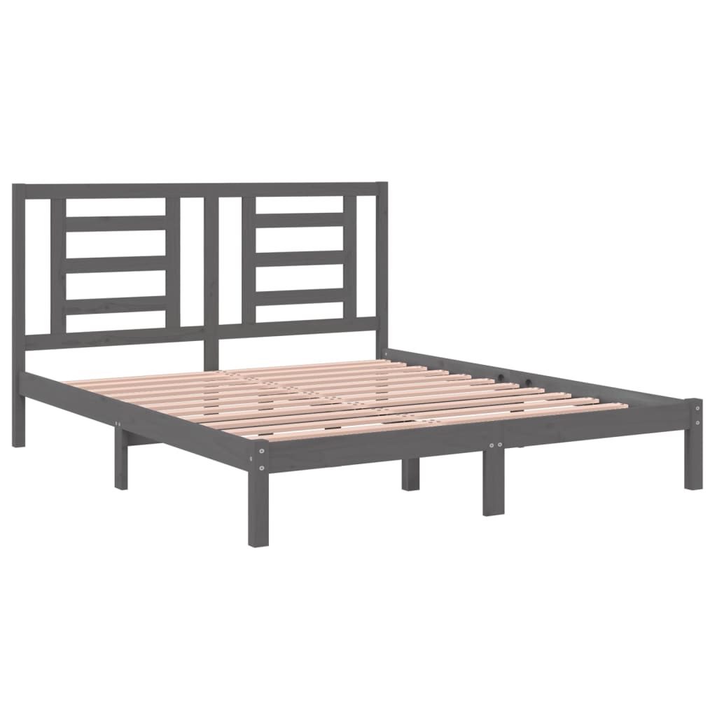 Bedframe Massief Grenenhout Grijs 160X200 Cm