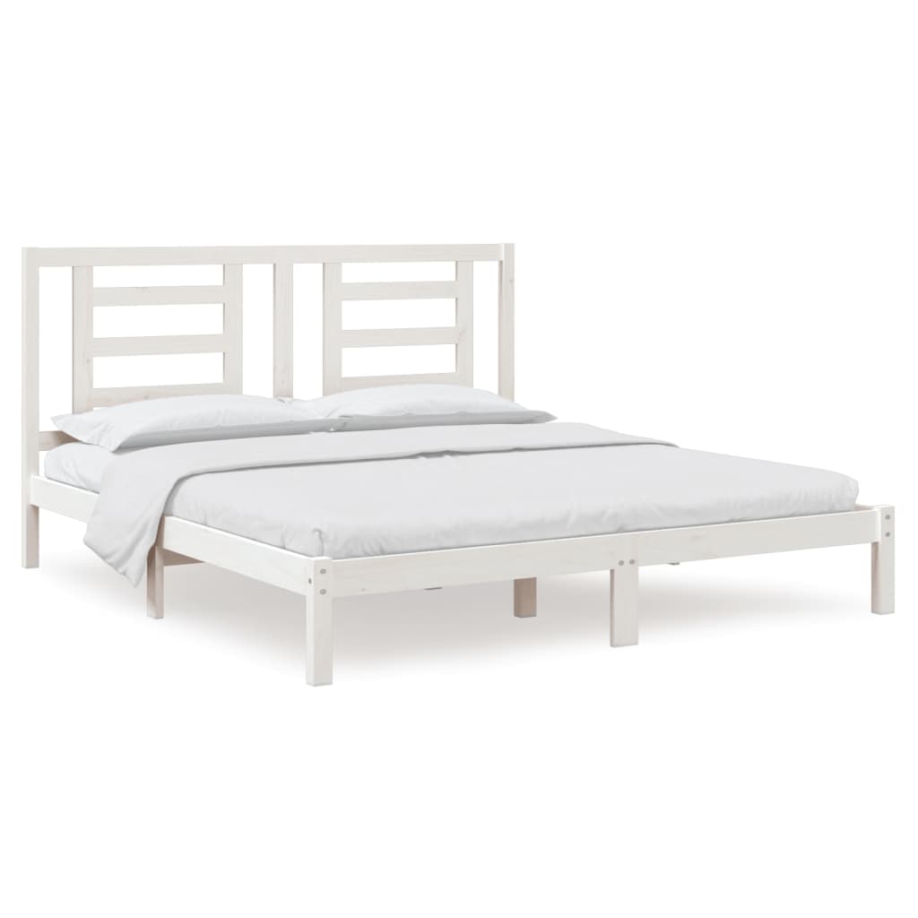Bedframe Massief Hout Wit 180X200 Cm 6Ft Super King