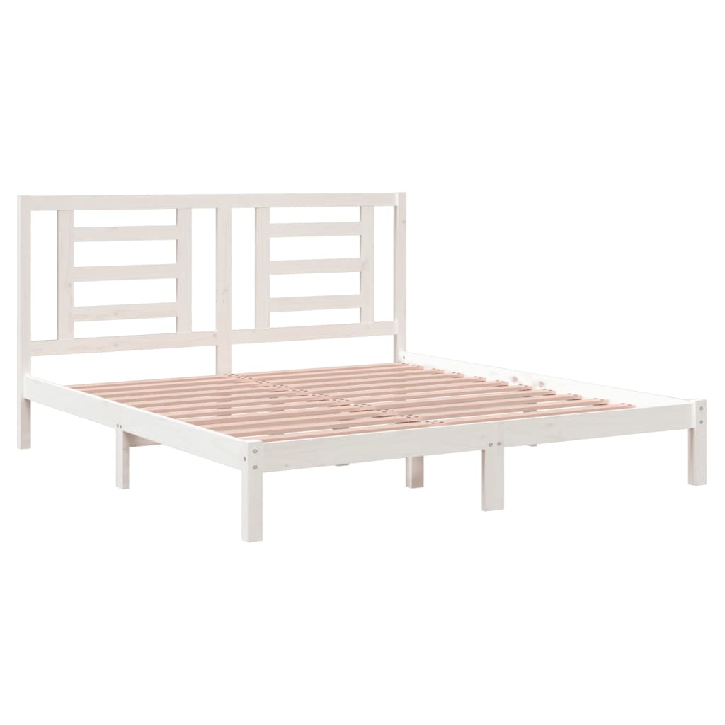 Bedframe Massief Hout Wit 180X200 Cm 6Ft Super King
