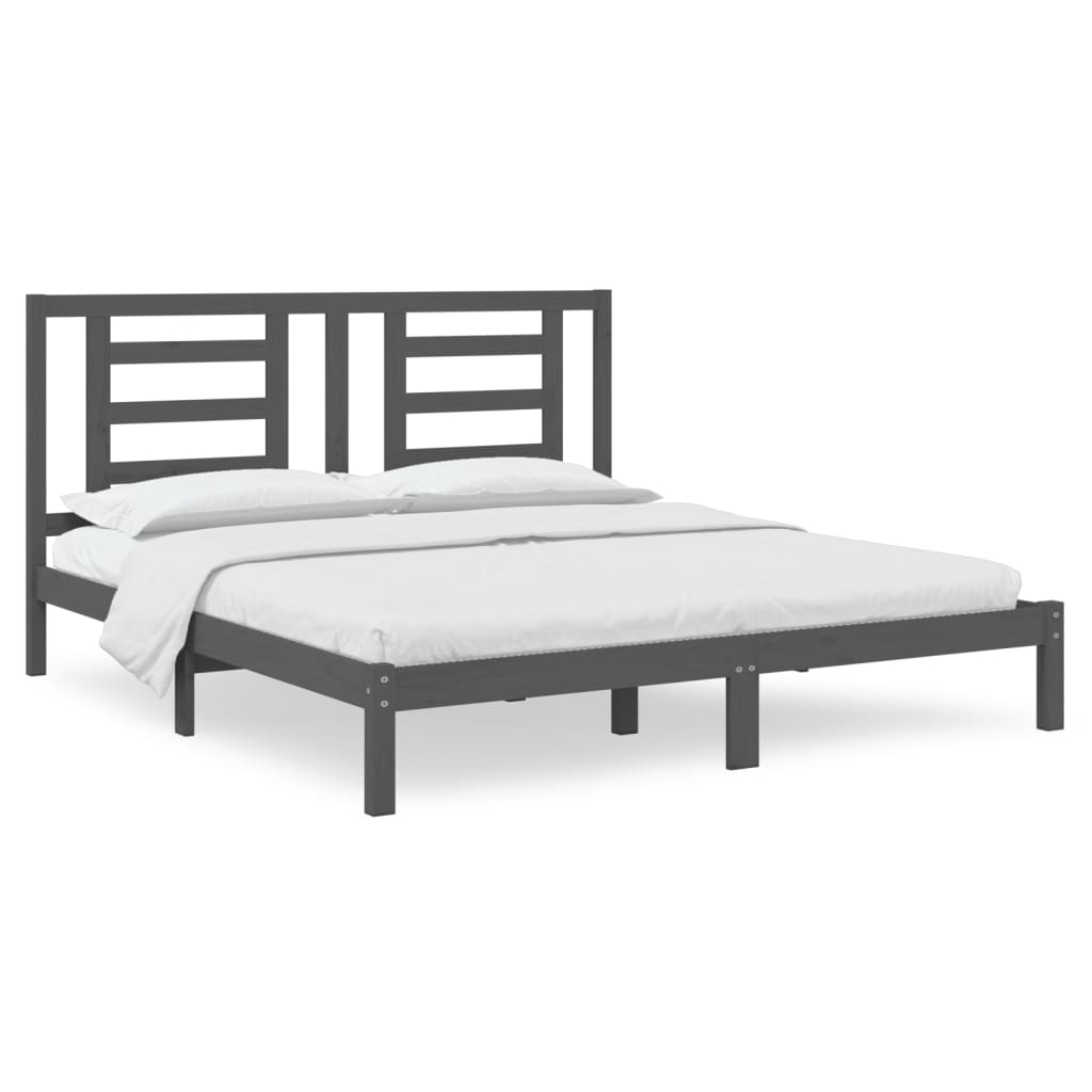 Bedframe Massief Hout Grijs 180X200 Cm 6Ft Super King