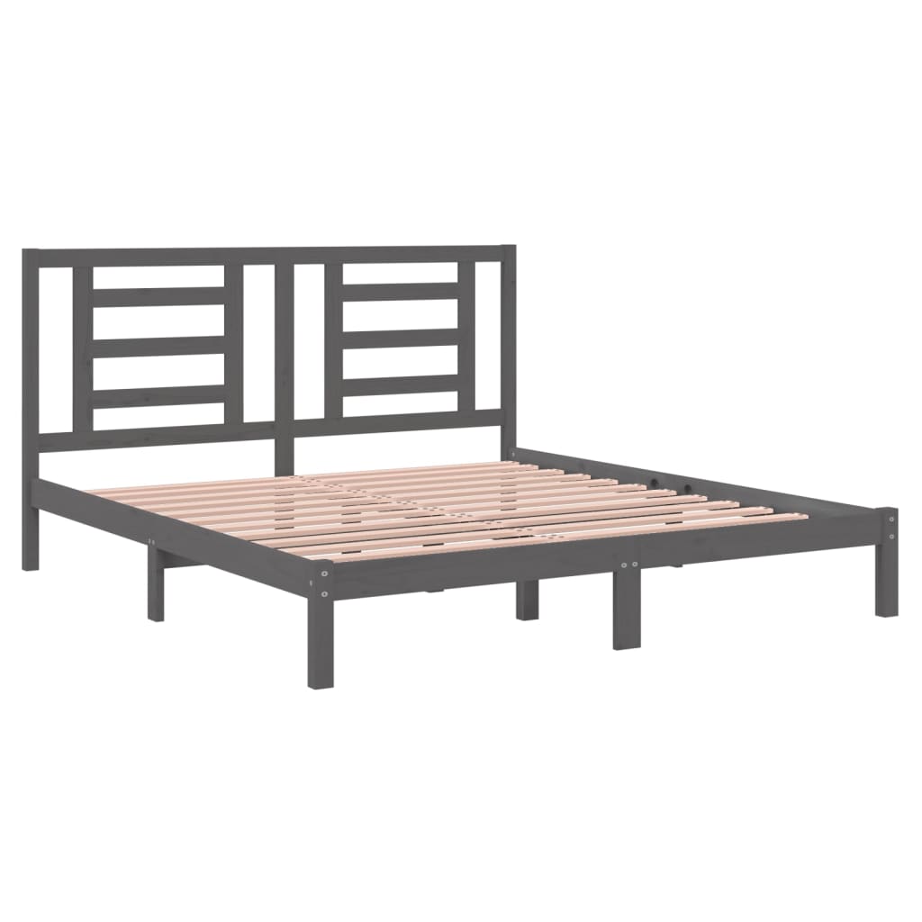 Bedframe Massief Hout Grijs 180X200 Cm 6Ft Super King