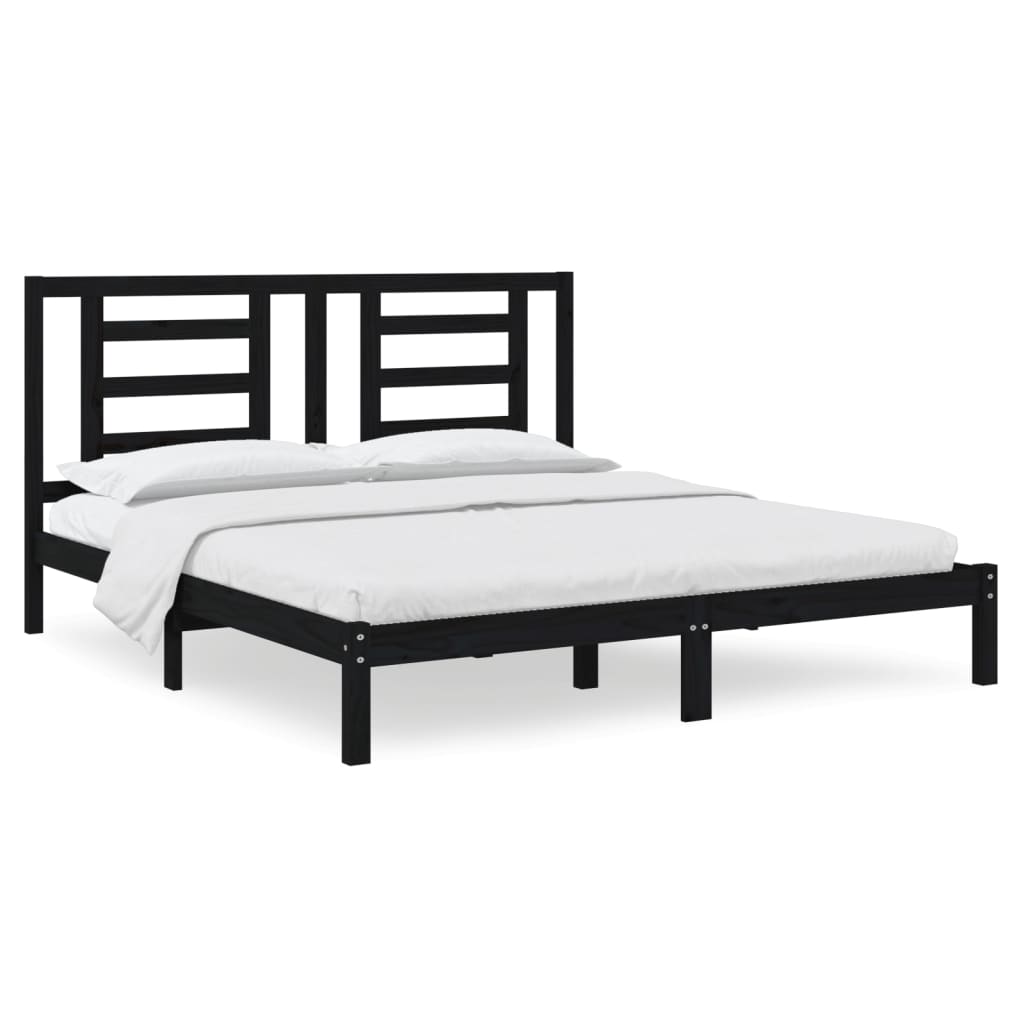 Bedframe Massief Hout Zwart 180X200 Cm 6Ft Super King