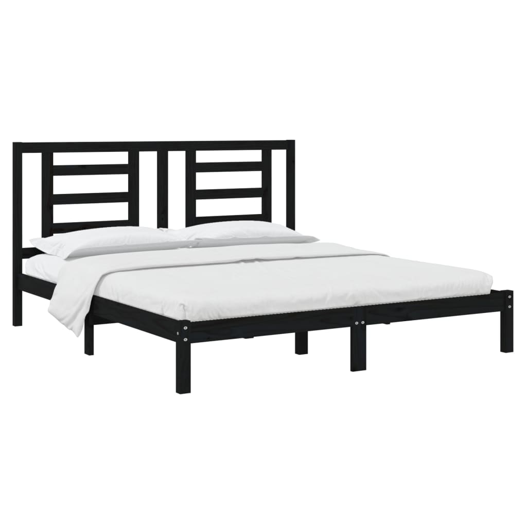 Bedframe Massief Hout Zwart 180X200 Cm 6Ft Super King