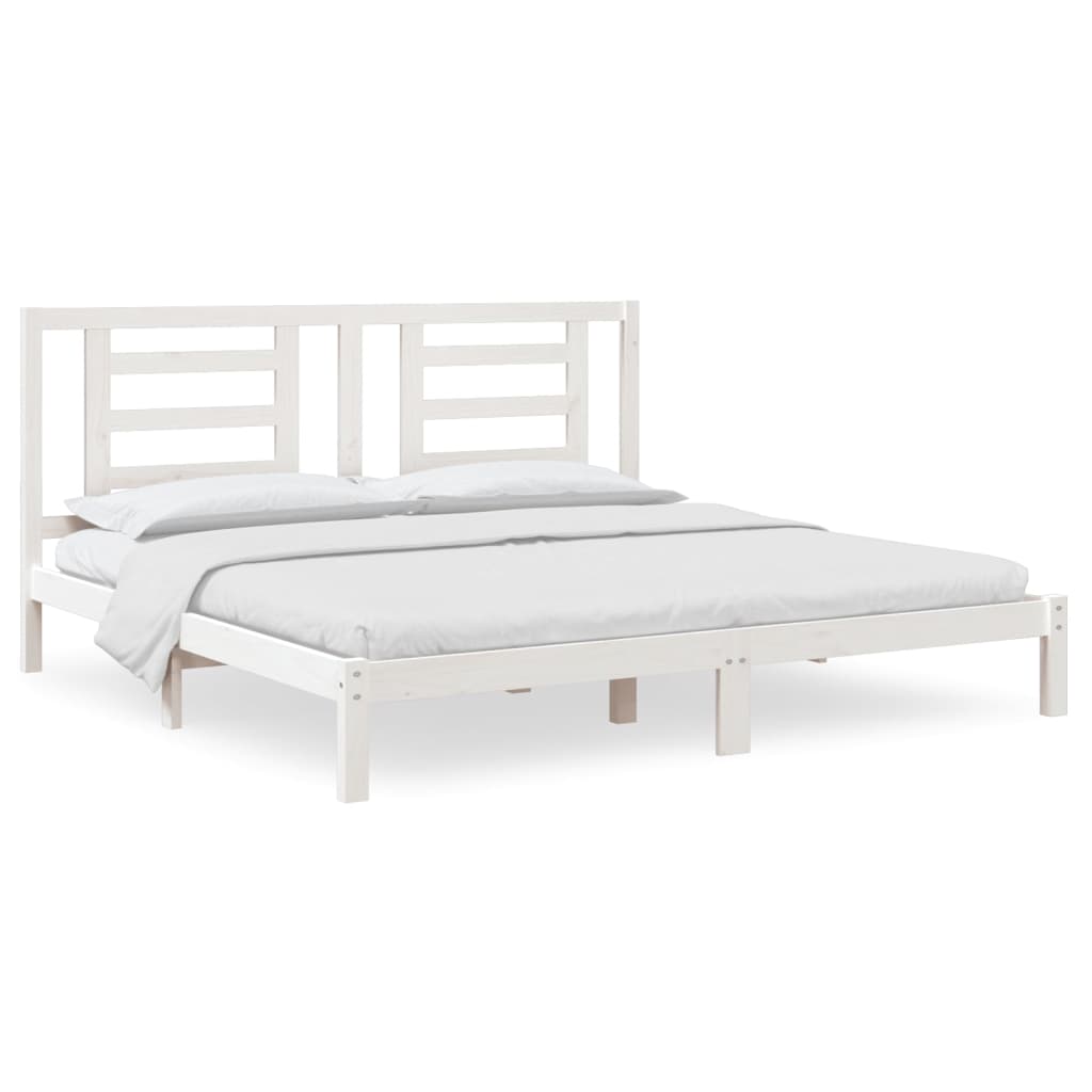 Bedframe Massief Grenenhout Wit 200X200 Cm