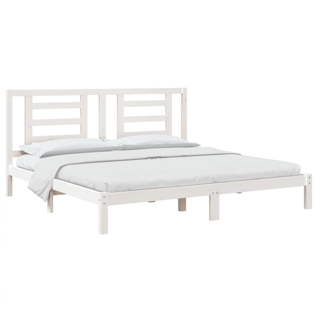 Bedframe Massief Grenenhout Wit 200X200 Cm