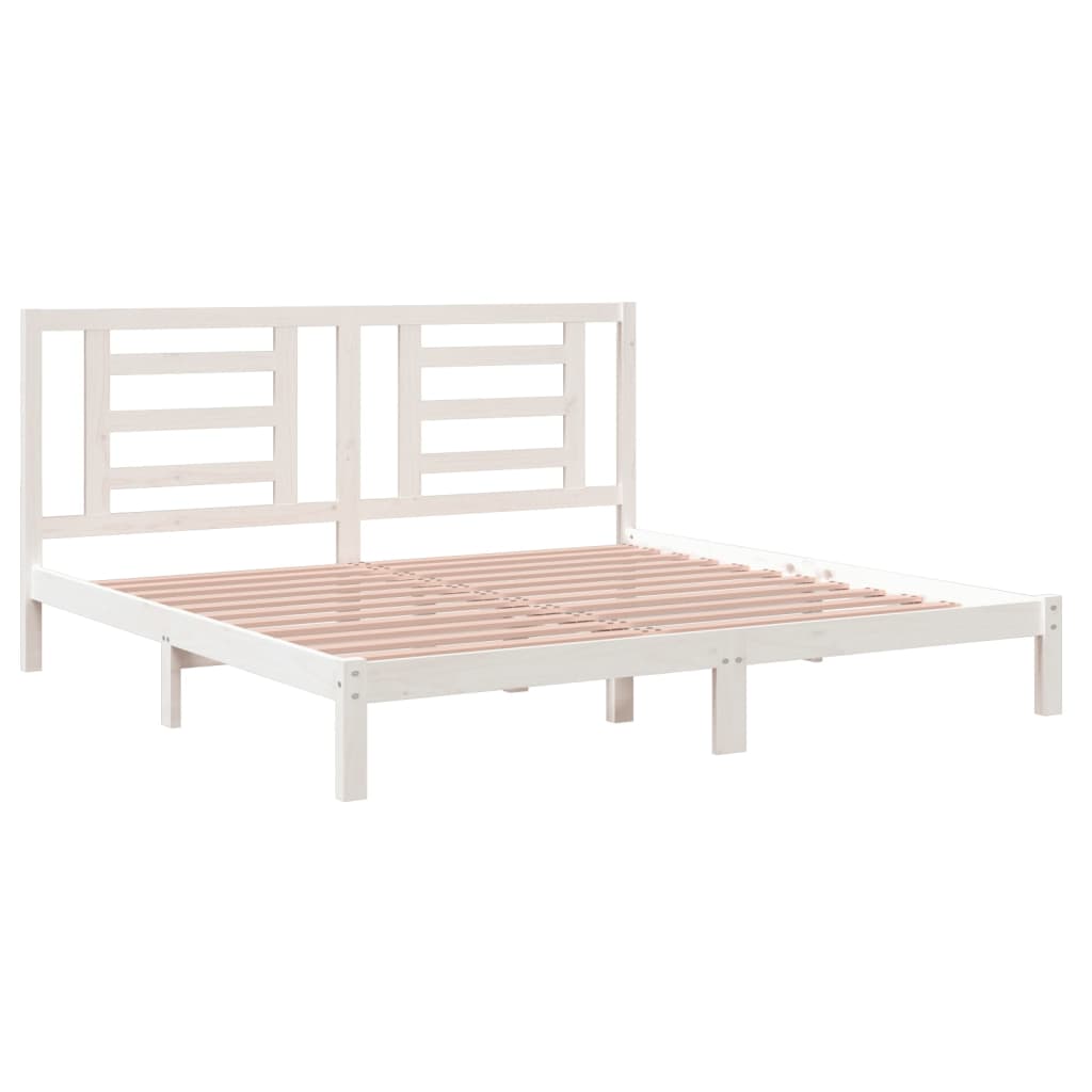 Bedframe Massief Grenenhout Wit 200X200 Cm