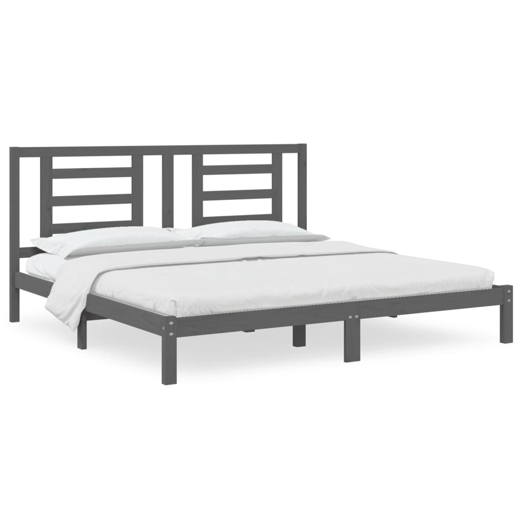 Bedframe Massief Grenenhout Grijs 200X200 Cm
