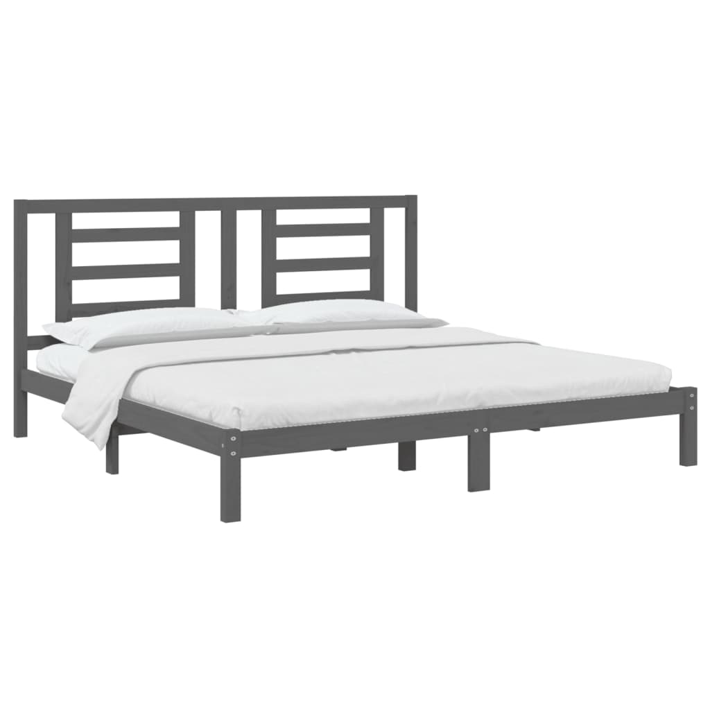 Bedframe Massief Grenenhout Grijs 200X200 Cm
