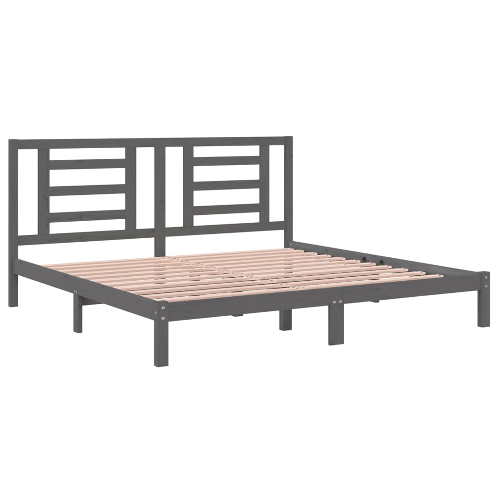 Bedframe Massief Grenenhout Grijs 200X200 Cm