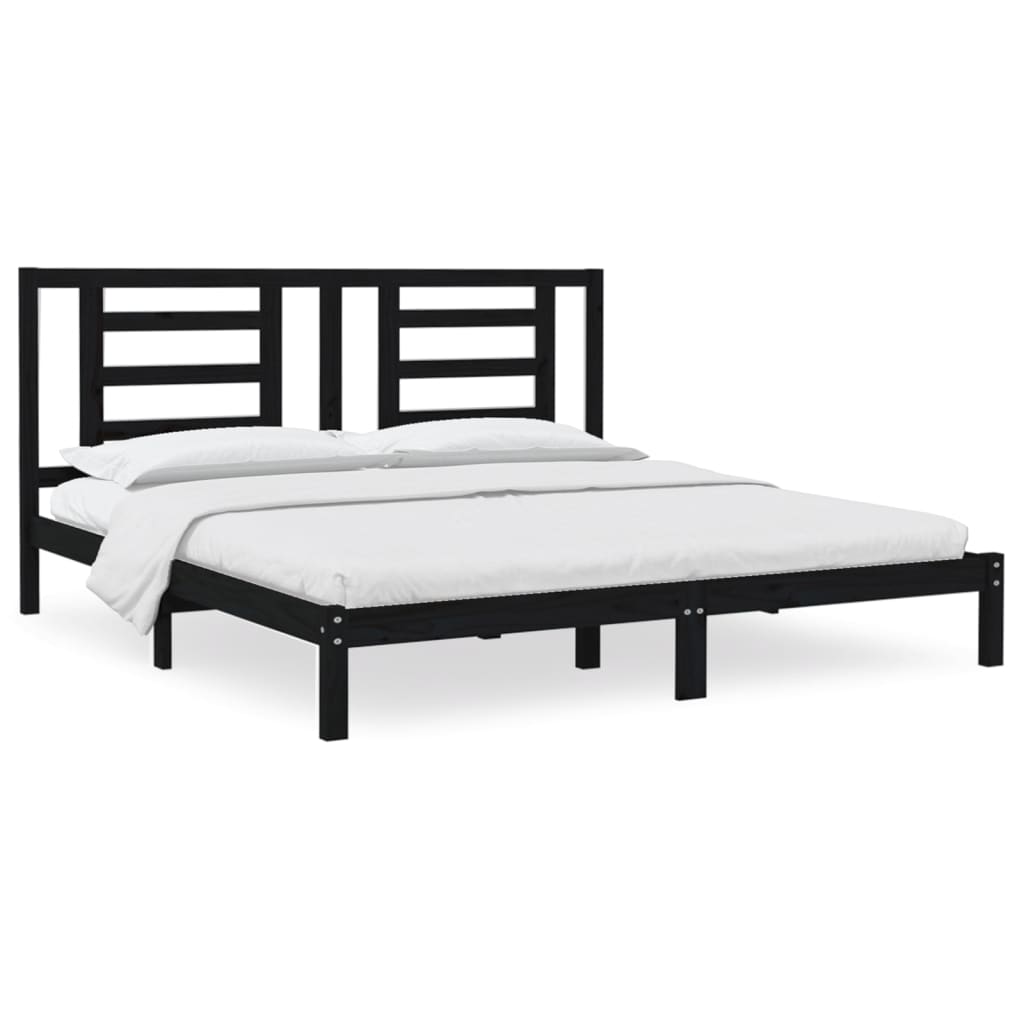 Bedframe Massief Grenenhout Zwart 200X200 Cm