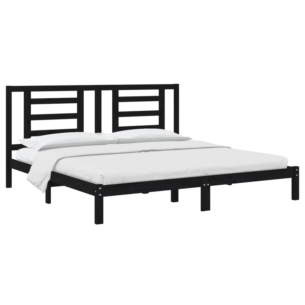 Bedframe Massief Grenenhout Zwart 200X200 Cm