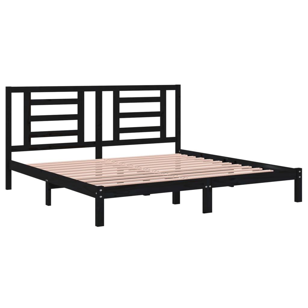Bedframe Massief Grenenhout Zwart 200X200 Cm