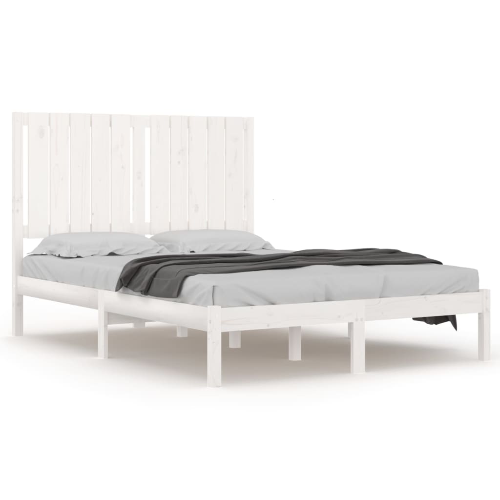 Bedframe Massief Hout Wit 120X190 Cm 4Ft Small Double