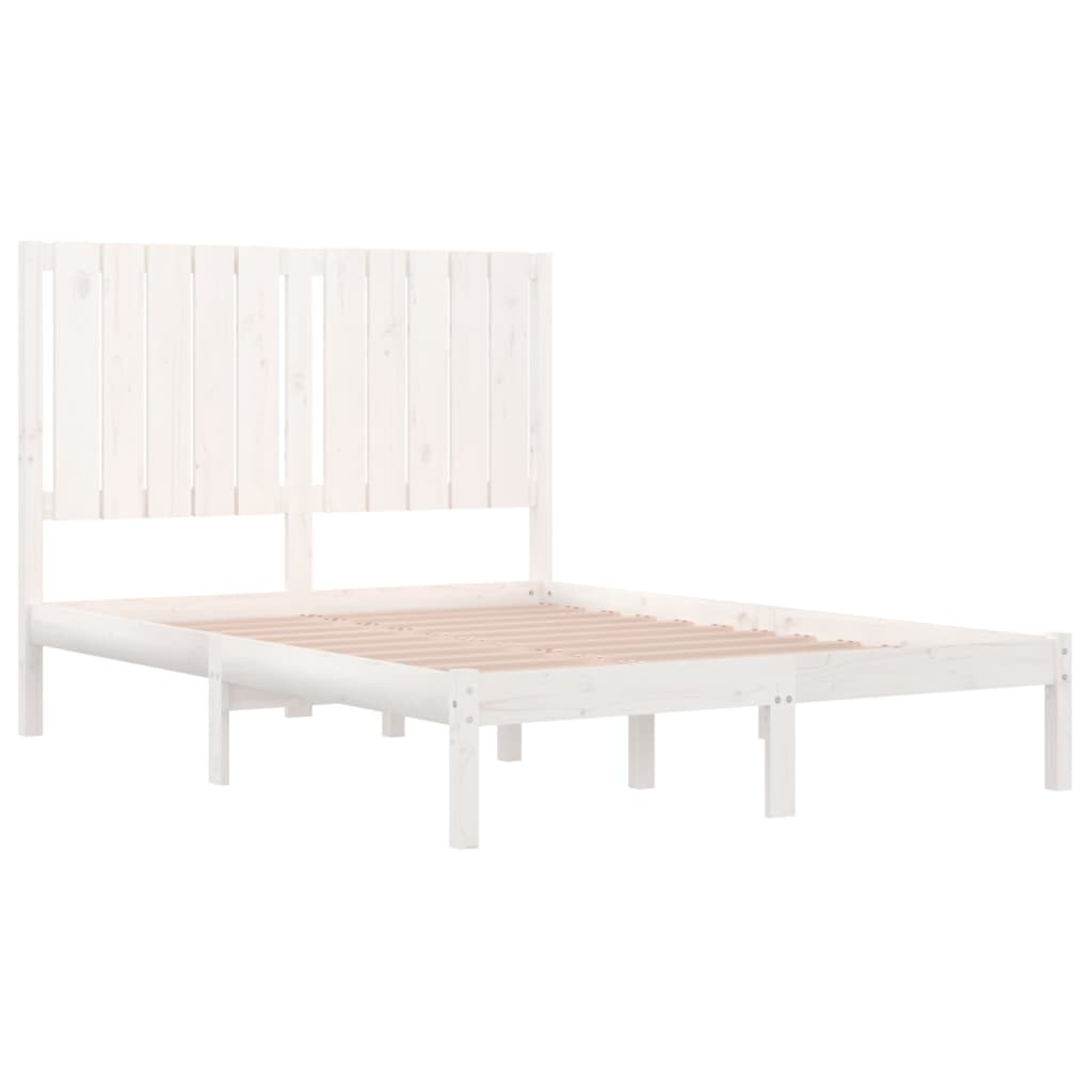 Bedframe Massief Hout Wit 120X190 Cm 4Ft Small Double