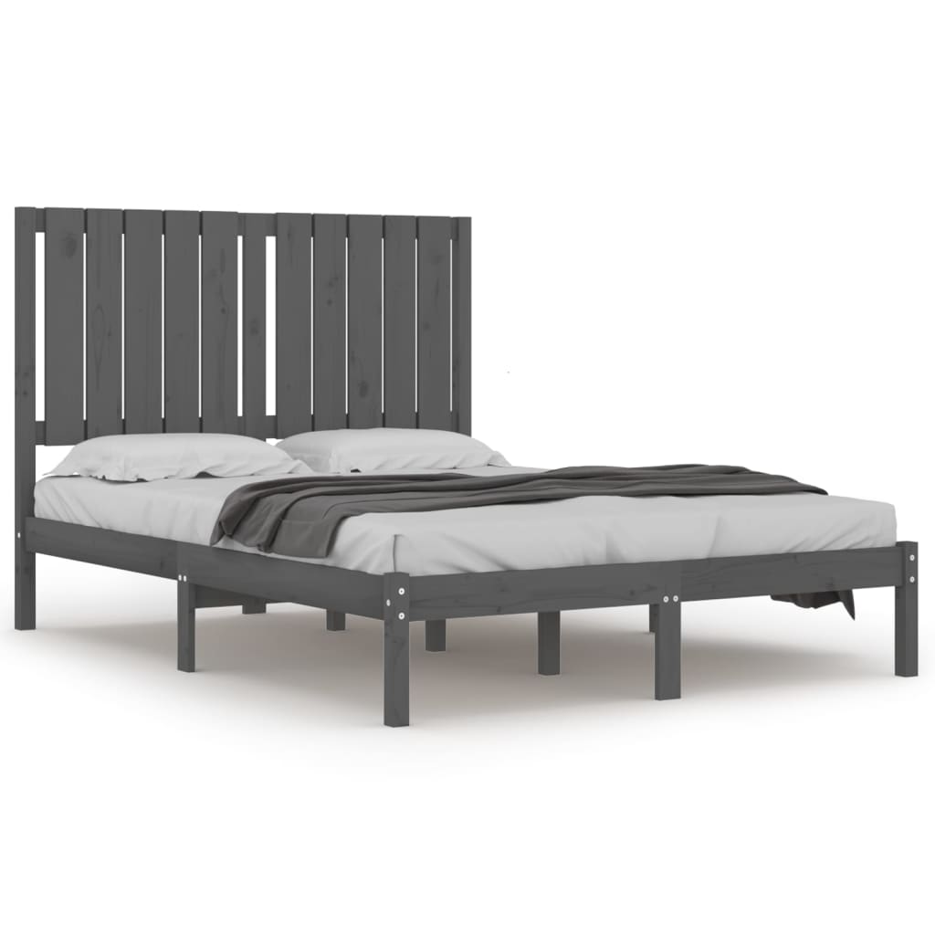 Bedframe Massief Hout Grijs 120X190 Cm 4Ft Small Double