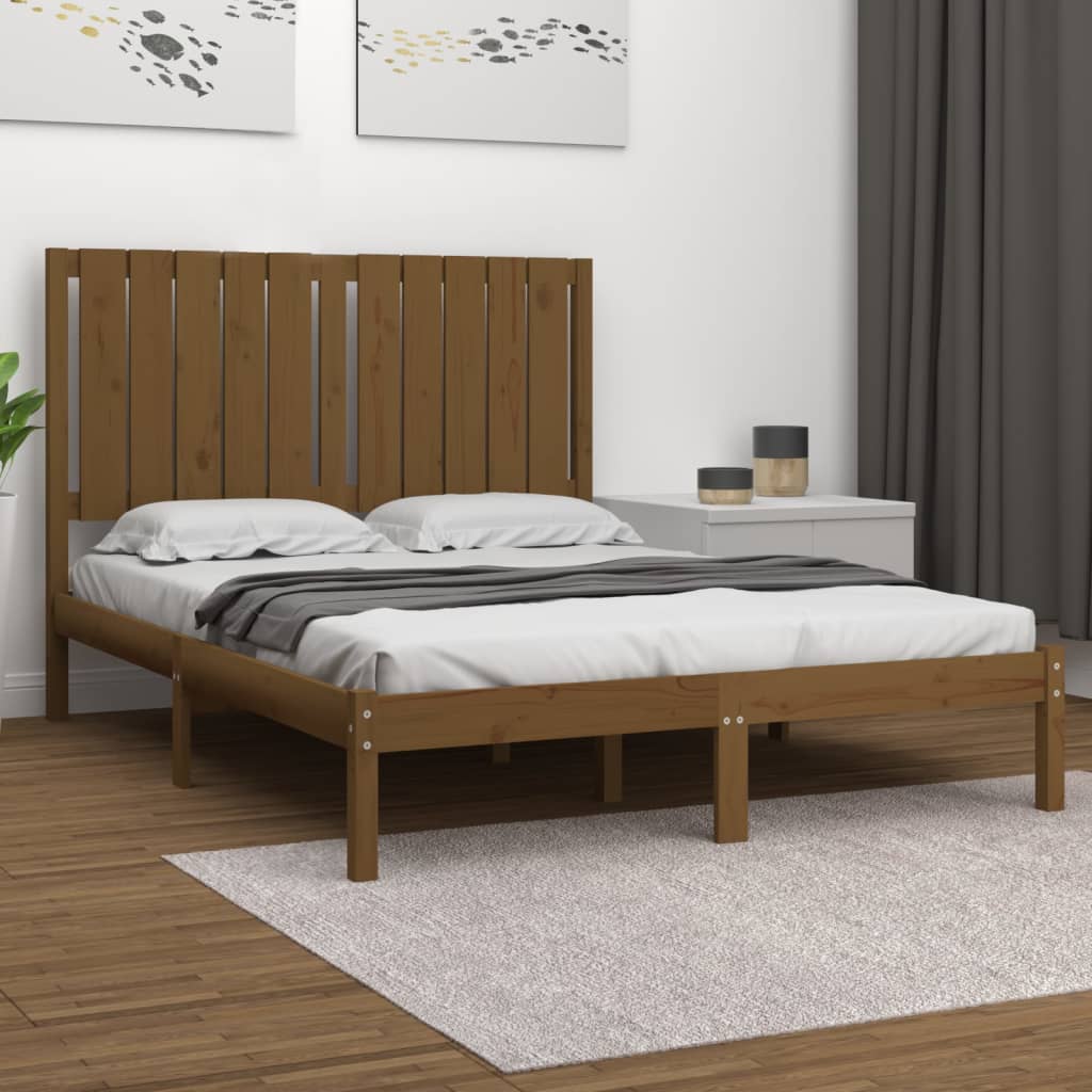 Bedframe Massief Hout Honingbruin 120X190 Cm 4Ft Small Double