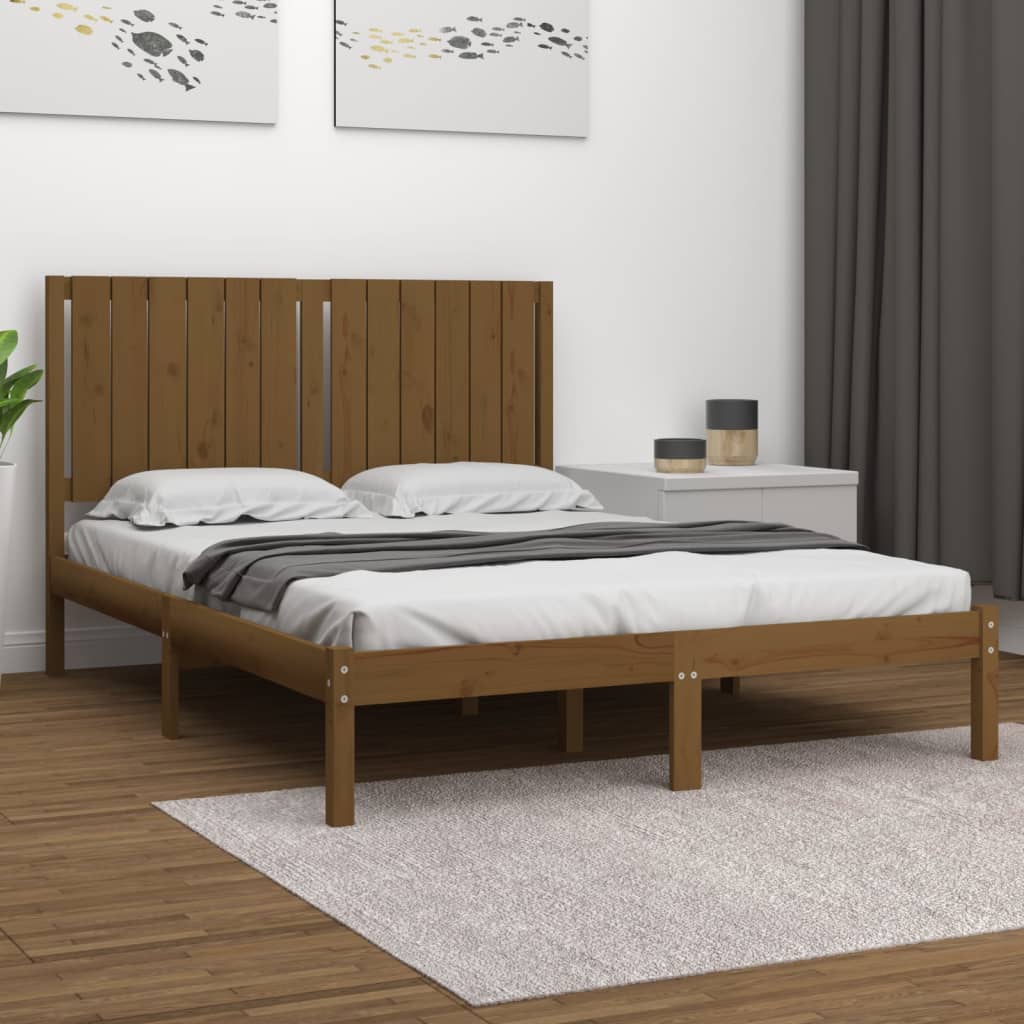 Bedframe Massief Grenenhout Honingbruin 135X190 Cm 4Ft6 Double