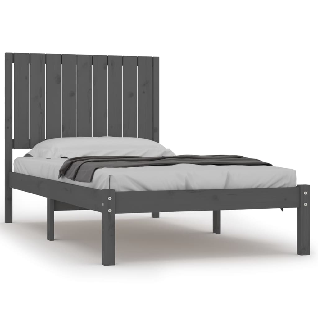 Bedframe Massief Grenenhout Grijs 90X200 Cm