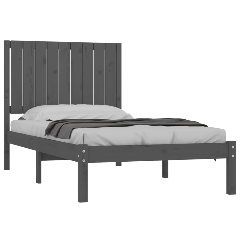 Bedframe Massief Grenenhout Grijs 90X200 Cm