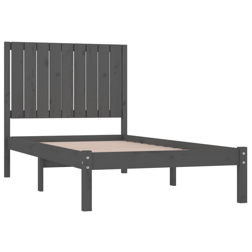 Bedframe Massief Grenenhout Grijs 90X200 Cm