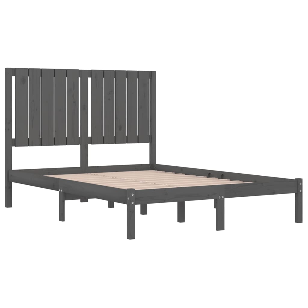 Bedframe Massief Grenenhout Grijs 120X200 Cm