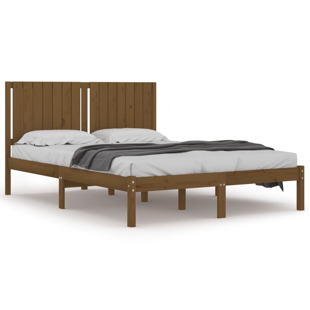 Bedframe Massief Hout Honingbruin 150X200 Cm 5Ft King Size
