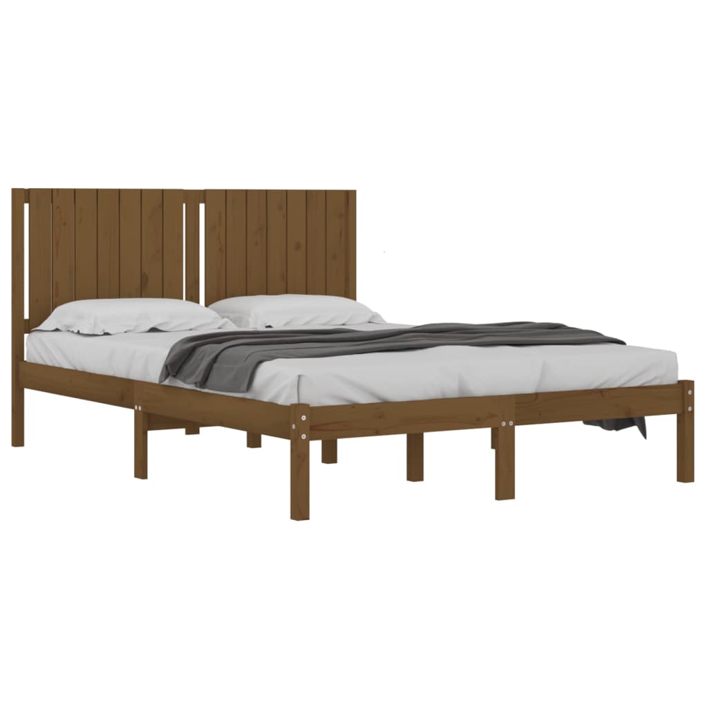 Bedframe Massief Hout Honingbruin 150X200 Cm 5Ft King Size