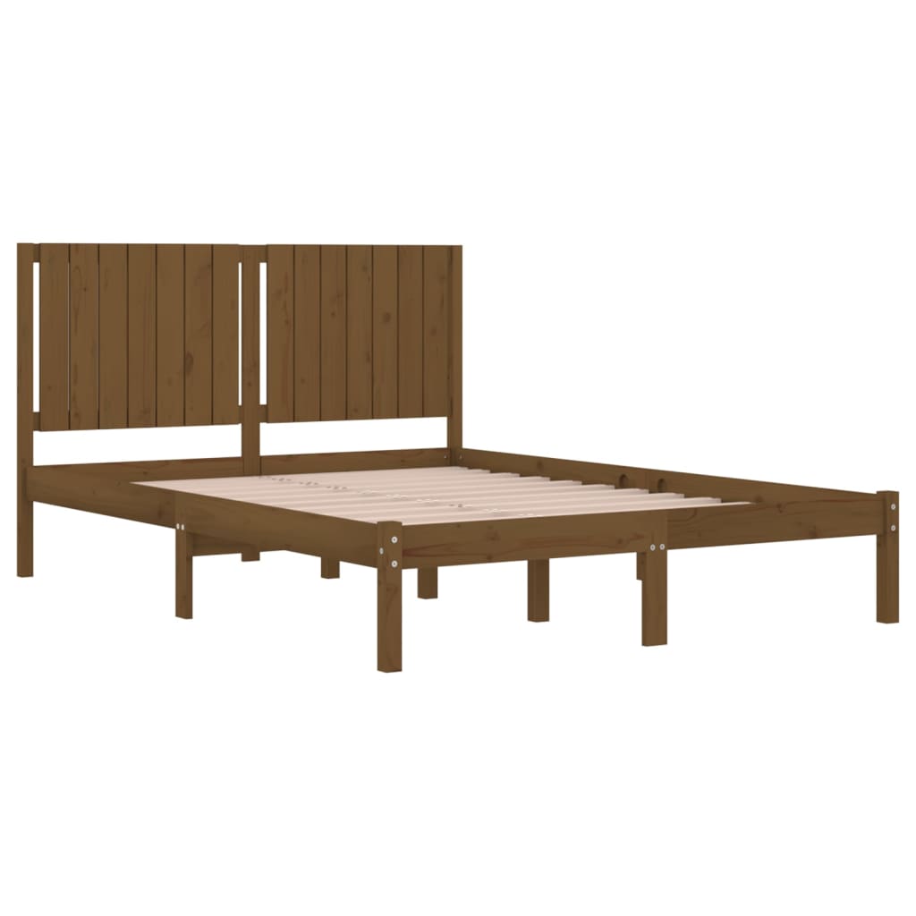 Bedframe Massief Hout Honingbruin 150X200 Cm 5Ft King Size