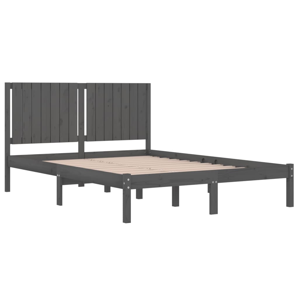 Bedframe Massief Grenenhout Grijs 160X200 Cm