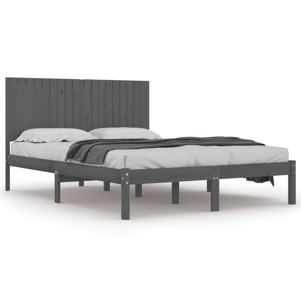 Bedframe Massief Hout Grijs 180X200 Cm 6Ft Super King