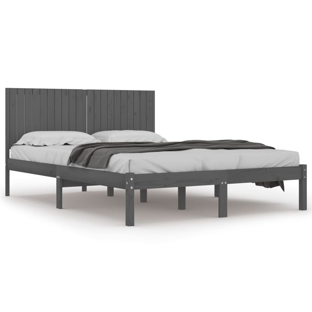 Bedframe Massief Grenenhout Grijs 200X200 Cm