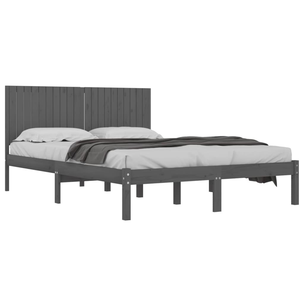 Bedframe Massief Grenenhout Grijs 200X200 Cm