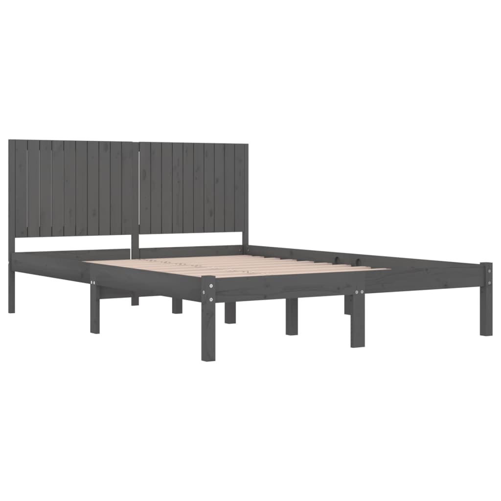 Bedframe Massief Grenenhout Grijs 200X200 Cm