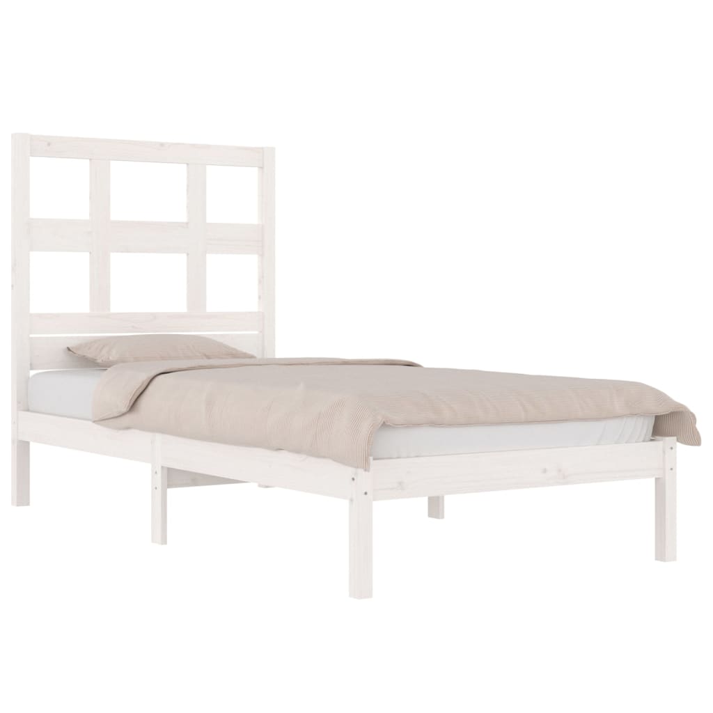 Bedframe Massief Grenenhout Wit 90X190 Cm 3Ft Single